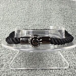 Elegant Black Rope Bracelet with Silver Accent